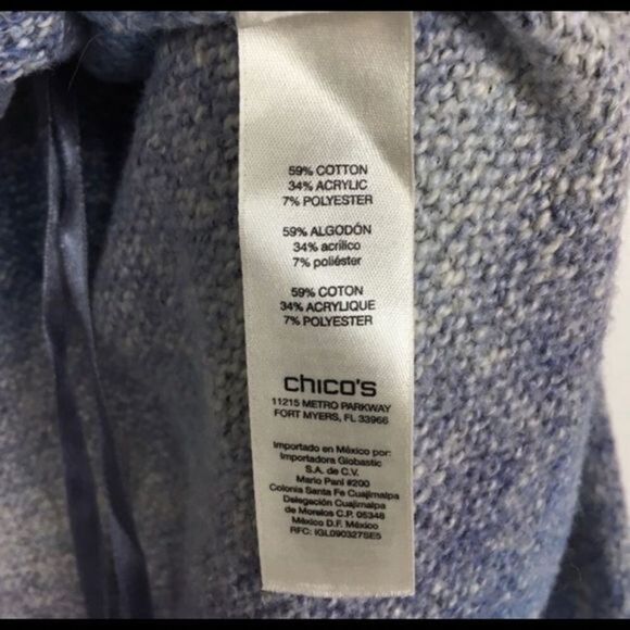 Chico’s cable knit trim multi blue color ombré open knit cardigan sweater - Picture 9 of 10
